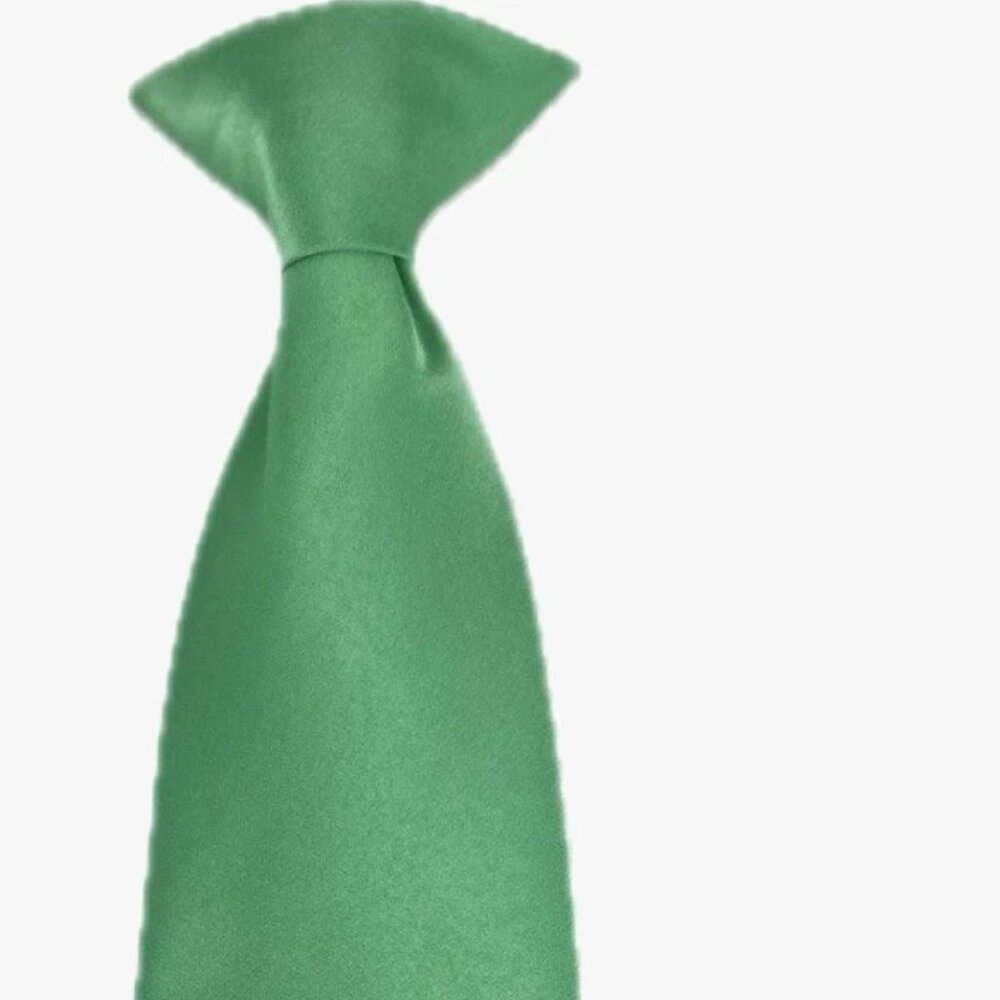 St. Patrick Boy's Clip-on Tie Hanky Set Green 100% Polyester 12" Long